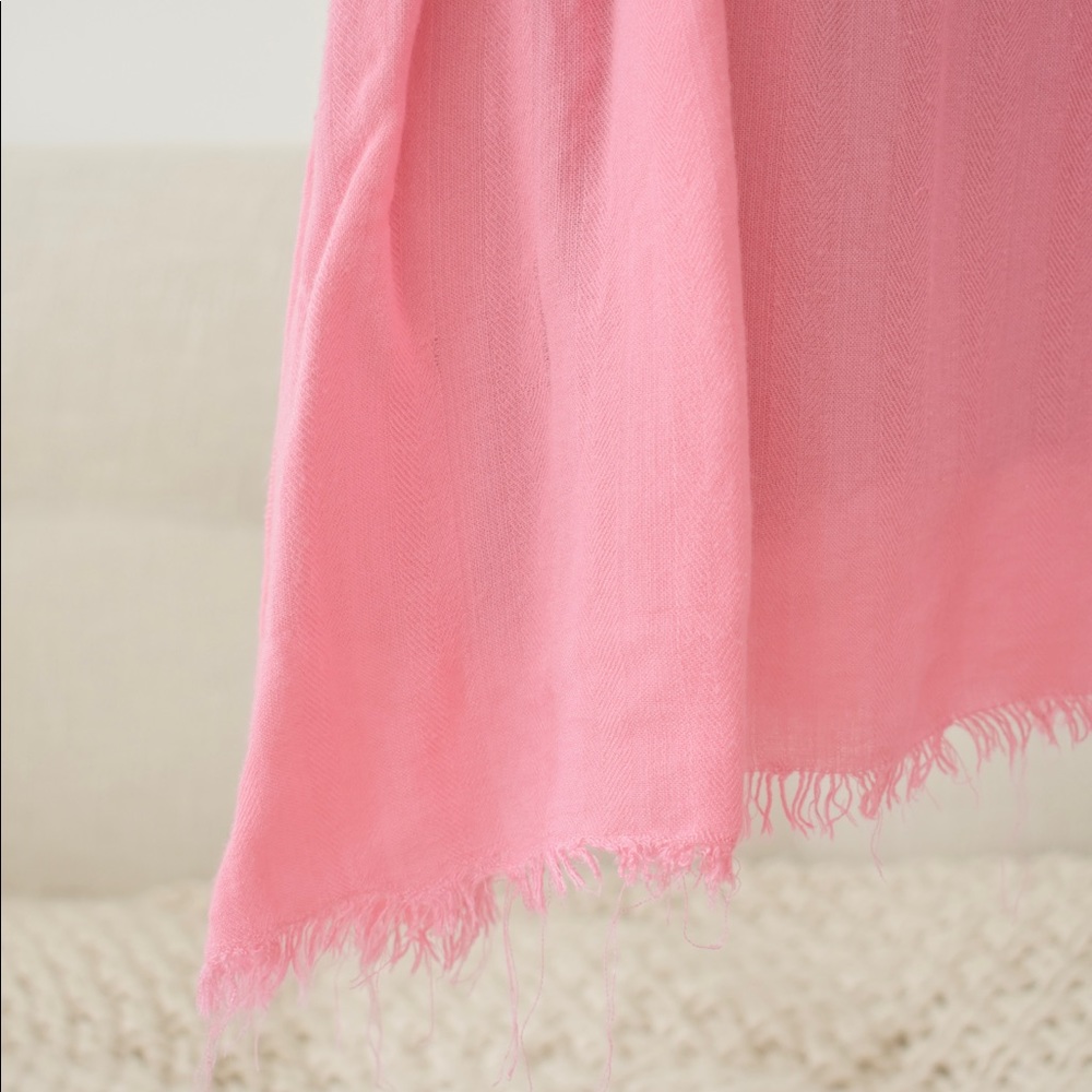 Pink linen fray hem dress